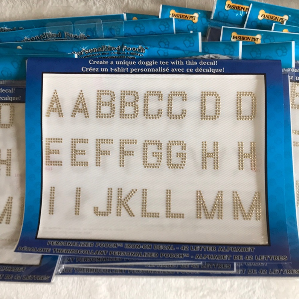 10 Packages of Full Alphabet Gold Iron On Letters